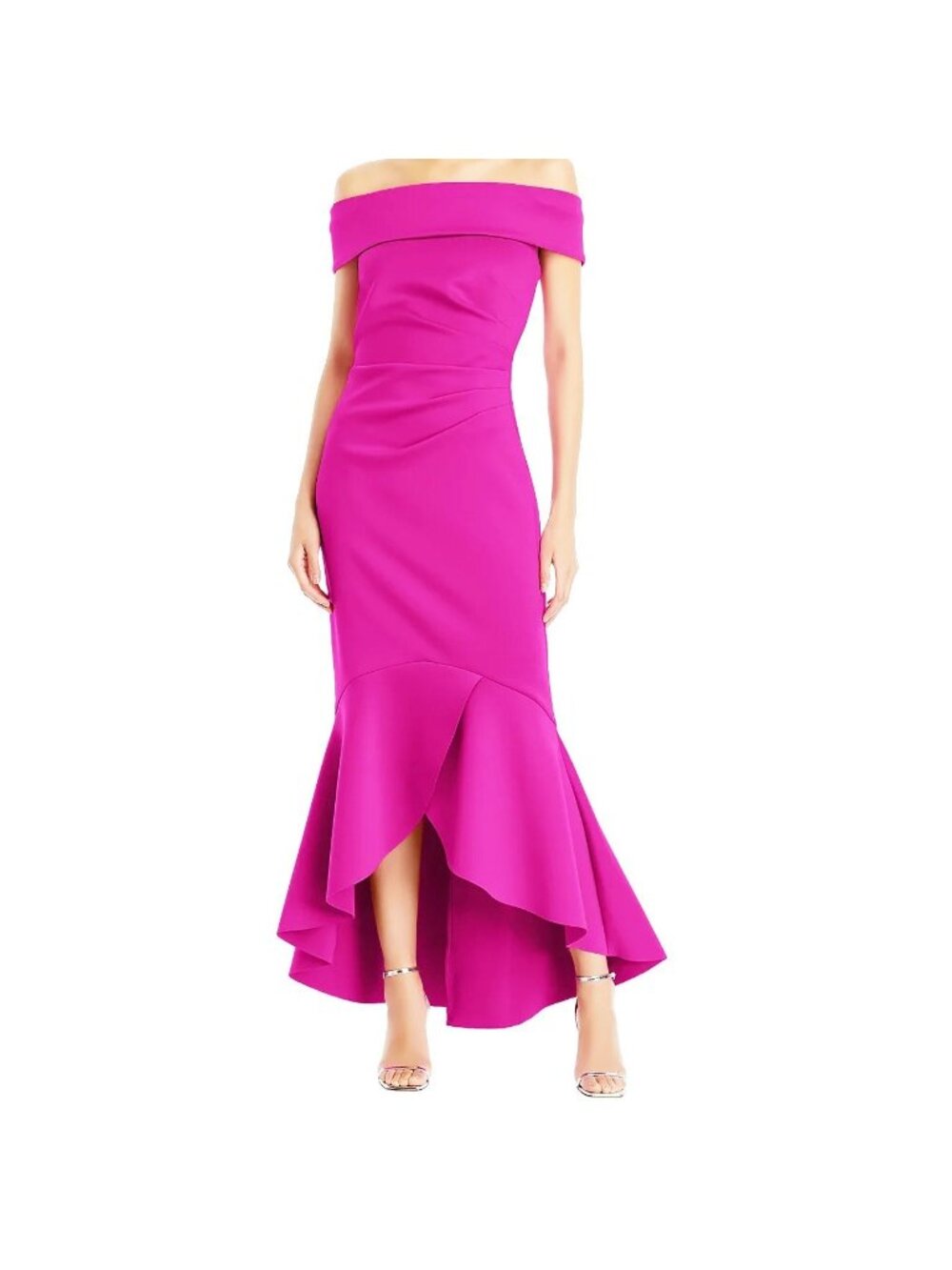 Eliza J Women's Off the Shoulder High-Low Hem Gown Dark Pink Size 20W